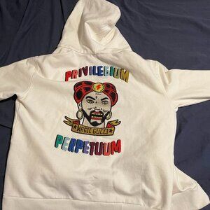 Gucci Sergio Mora Privilegium Perpetuum Zip Up Hooded Sweatshirt White Multi